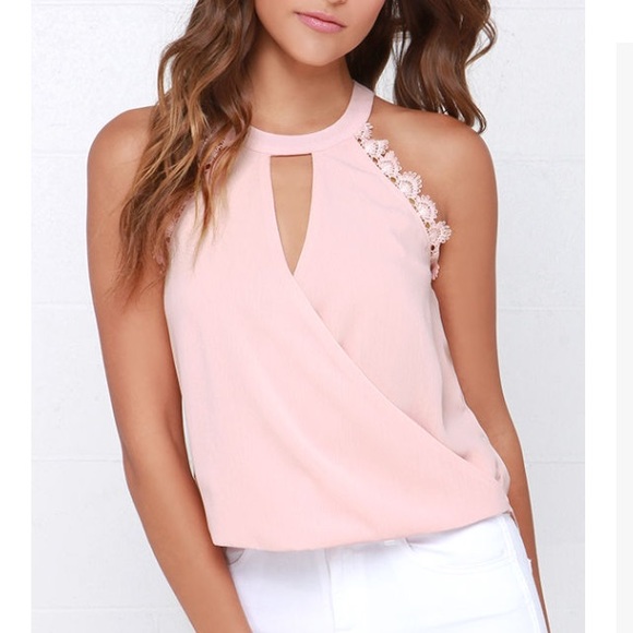 Lulus Tops - Lulu's Blush Lace Top